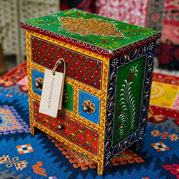 Artisan Painted Wooden Trinket Box
