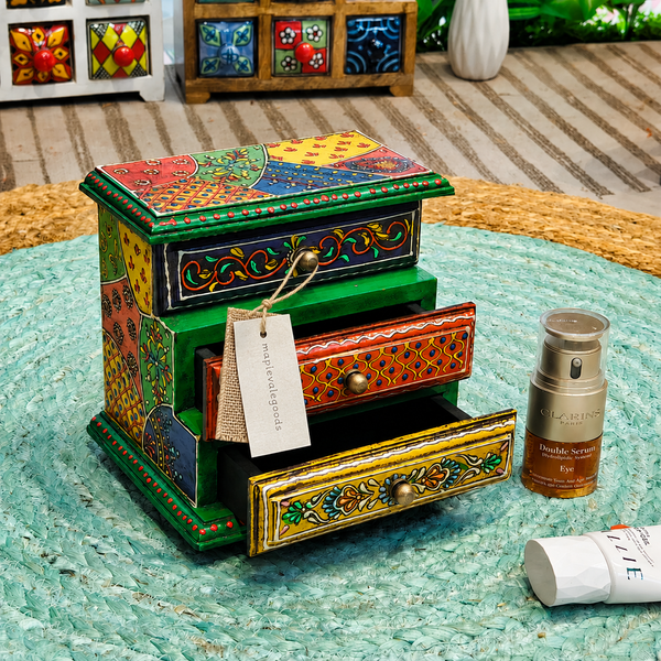 Vintage Hand-Painted Wooden Jewelry Box