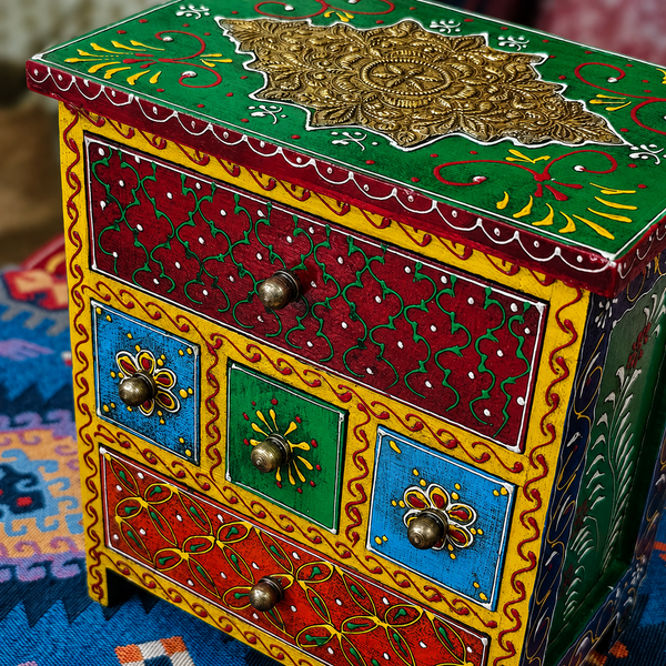Artisan Painted Wooden Trinket Box