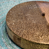 Vintage Brass-Clad Wooden Snack Tray