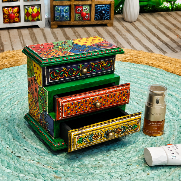 Vintage Hand-Painted Wooden Jewelry Box