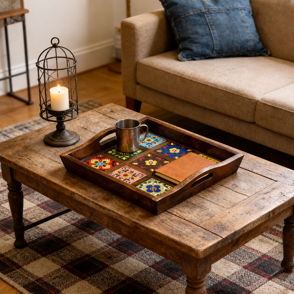 Large Wooden Tea & Serving Tray