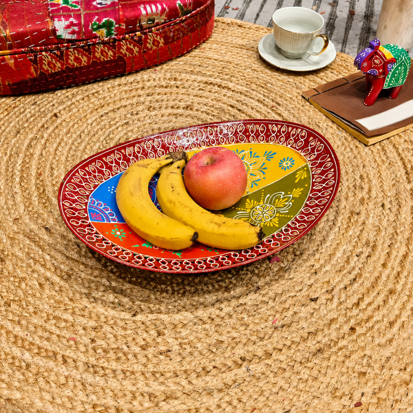Hand-Painted Iron Decorative Serving Bowl