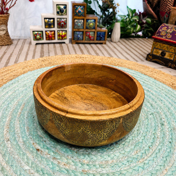 Hand-Carved Rustic Wooden Bowl
