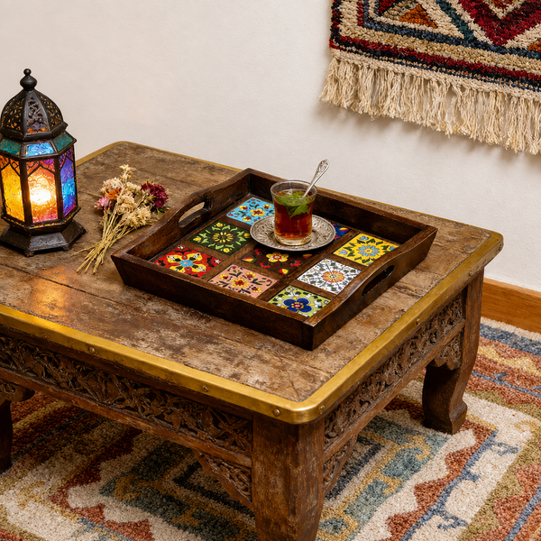 Large Wooden Tea & Serving Tray