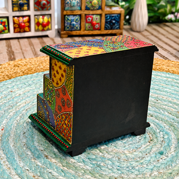 Vintage Hand-Painted Wooden Jewelry Box