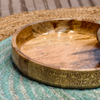 Vintage Brass-Clad Wooden Snack Tray